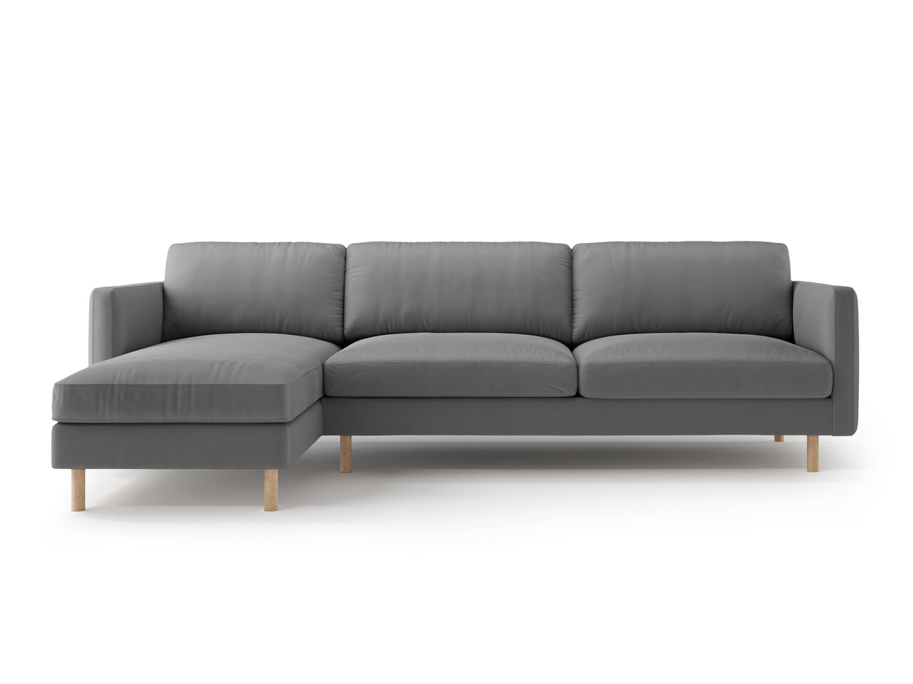 Coltar stanga 4 locuri, Eden, Micadoni Home, 286x150x90 cm, catifea, gri - imagine 6